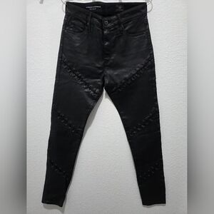 NWOT AG Adriano Goldschmied Black Leather Detail Jeans